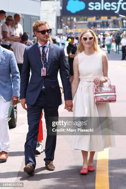 Pierre Casiraghi and Béatrice Borromeo attend the F1 Grand Prix of Monaco at Circuit de Monaco on May 28, 2023 in Monte-Carlo, Monaco.