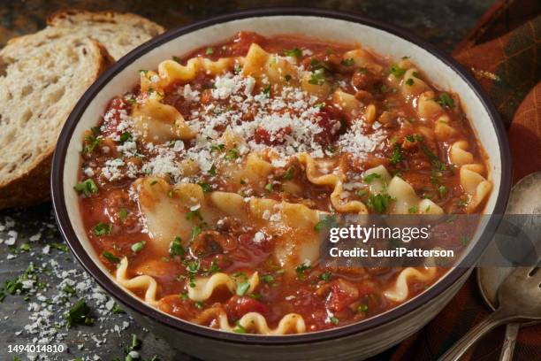 lasagna soup - sopa imagens e fotografias de stock