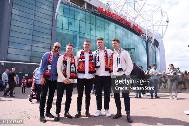 Australian Cricketers, Nathan Lyon, Marcus Harris, Todd Murphy, Mitchell Marsh and Alex Carey pose for a photo outside the stadium prior to the...