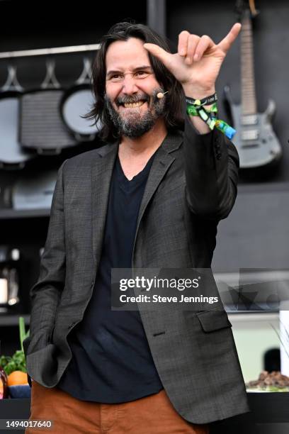 Keanu Reeves of Dogstar attends the Culinary Stage on Day 2 of BottleRock Napa Valley Music Festival at Napa Valley Expo on May 27, 2023 in Napa,...