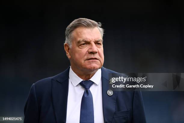 Sam Allardyce, Manager of Leeds United, looks on prior to the Premier League match between Leeds United and Tottenham Hotspur at Elland Road on May...