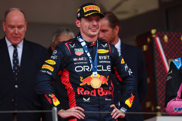 Max Verstappen stands on the top step of the podium at the 2023 Monaco Grand Prix (Image Credit: Eric Alonso / Getty Images)