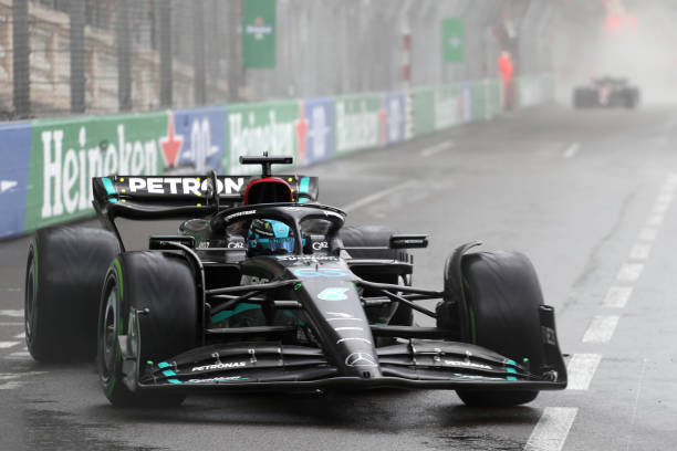 F1 Grand Prix of MonacoMONTE-CARLO, MONACO - MAY 28: George Russell of Great Britain driving the (63) Mercedes AMG Petronas F1 Team W14 on track during the F1 Grand Prix of Monaco at Circuit de Monaco on May 28, 2023 in Monte-Carlo, Monaco. Formula 1