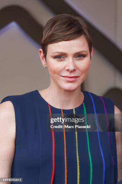 Princess Charlene of Monaco on the podium during the F1 Grand Prix of Monaco at Circuit de Monaco on May 28, 2023 in Monte-Carlo, Monaco.