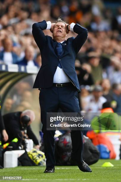 Sam Allardyce, Manager of Leeds United, looks dejected during the Premier League match between Leeds United and Tottenham Hotspur at Elland Road on...