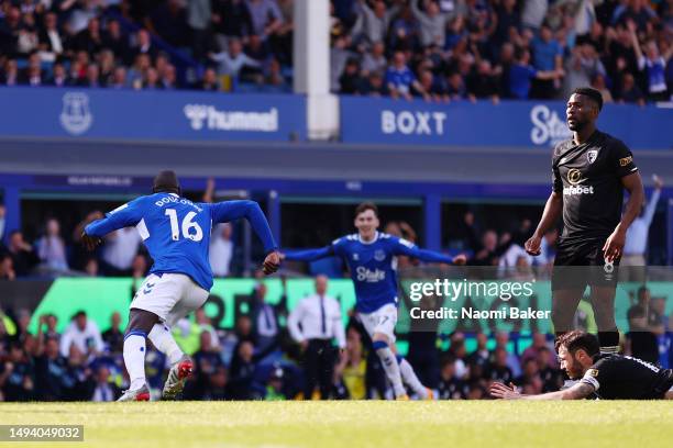 Abdoulaye Doucoure of Everton celebrates after scoring the team's first goal during the Premier League match between Everton FC and AFC Bournemouth...