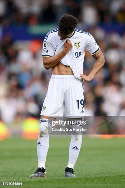 Rodrigo Moreno of Leeds United looks dejected during the Premier League match between Leeds United and Tottenham Hotspur at Elland Road on May 28,...