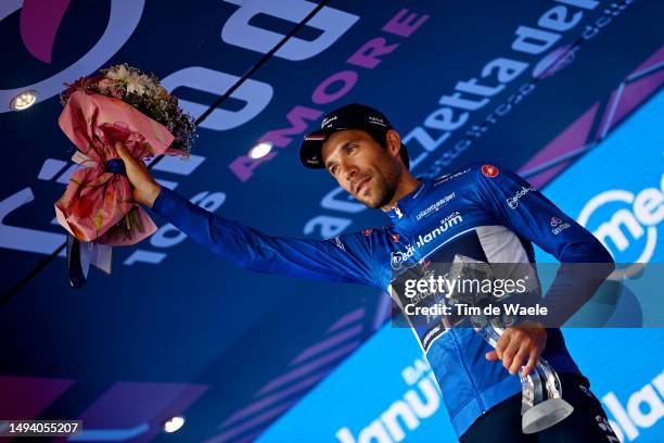 Thibaut Pinot of France and Team Groupama - FDJ - Blue Mountain Jersey celebrates at podium during the 106th Giro d'Italia 2023, Stage 21 a 126km...