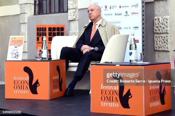 Antonio Patuelli President of ABI attends the Trento Economy Festival 2023 at Rectorate Palace on May 26, 2023 in Trento, Italy.