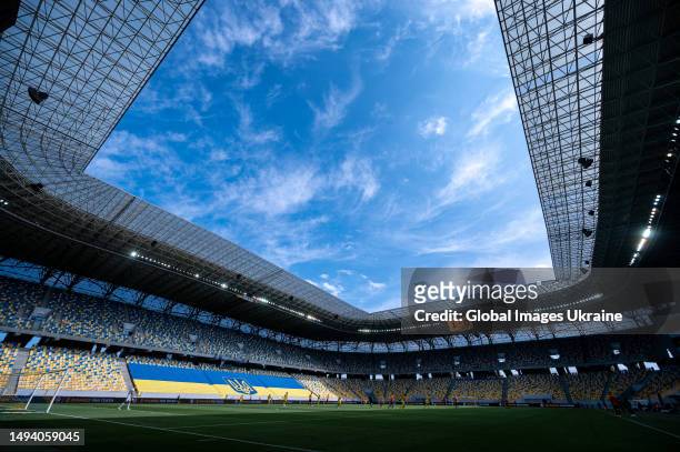 The Arena-Lviv stadium during the match on May 28, 2023 in Lviv, Ukraine. On May 28, a match between Shakhtar Donetsk and Dnipro-1 Dnipro took place...