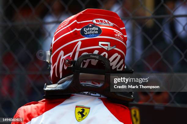 Charles Leclerc of Monaco and Ferrari prepares to drive on the grid during the F1 Grand Prix of Monaco at Circuit de Monaco on May 28, 2023 in...