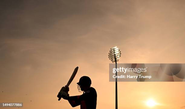 Tom Banton of Somerset prepares to make their way out to bat during the Vitality Blast T20 match between Somerset and Glamorgan at The Cooper...