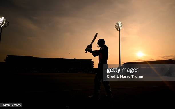 Tom Banton of Somerset prepares to make their way out to bat during the Vitality Blast T20 match between Somerset and Glamorgan at The Cooper...