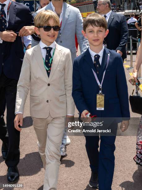 Sasha Casiraghi and Raphael Elmaleh attend the F1 Grand Prix of Monaco at Circuit de Monaco on May 28, 2023 in Monte-Carlo, Monaco.