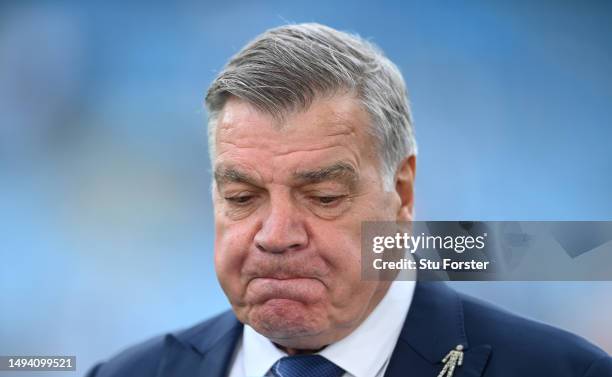 Leeds manager Sam Allardyce reacts prior to the Premier League match between Leeds United and Tottenham Hotspur at Elland Road on May 28, 2023 in...