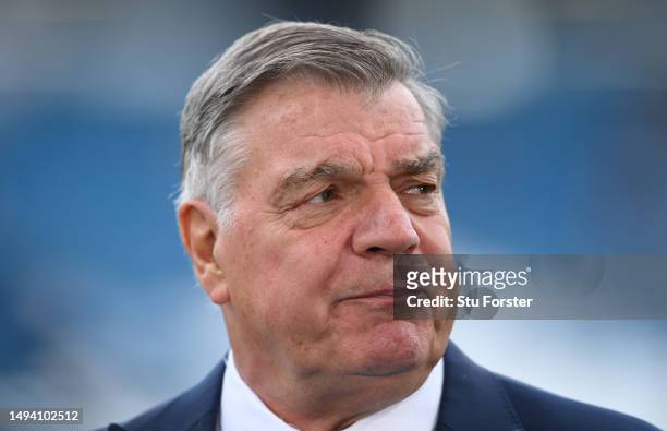 Leeds manager Sam Allardyce reacts prior to the Premier League match between Leeds United and Tottenham Hotspur at Elland Road on May 28, 2023 in...