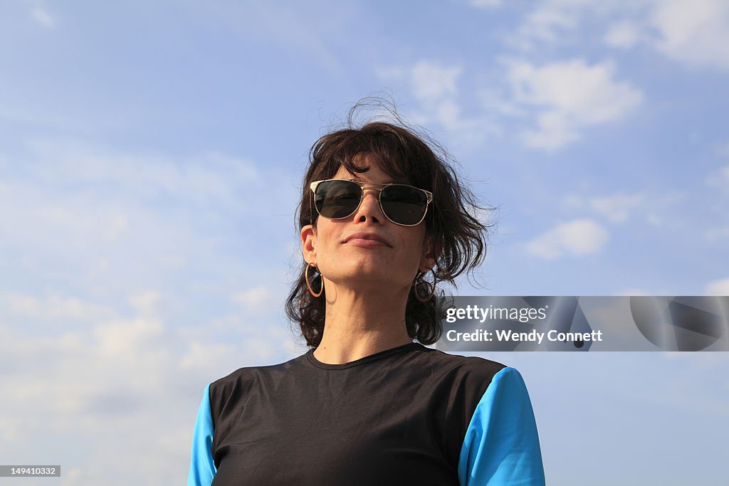 Woman wearing sunglasses