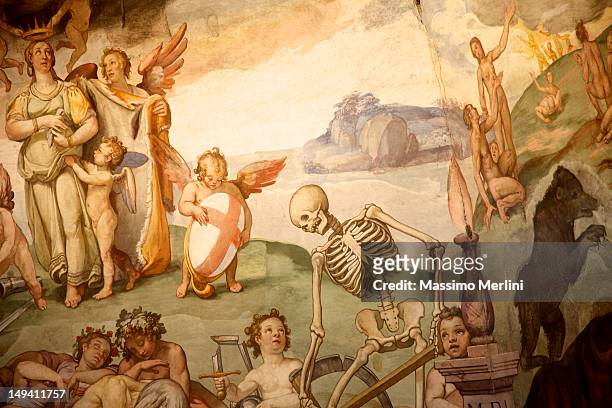 brunelleschi cupola, florence duomo, italy - fresco stockfoto's en -beelden