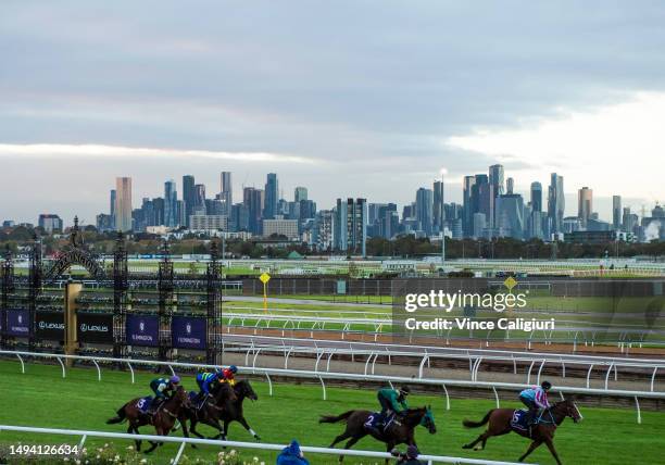 Field of Flutes, Brett Prebble riding Cannonball, Ben Allen riding Coolangatta, James McDonald riding Artorious and Matthew Cartwright riding Pacific...