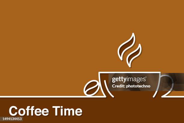 coffee time concepts with line coffee cup on brown background - moka pot stock illustrations