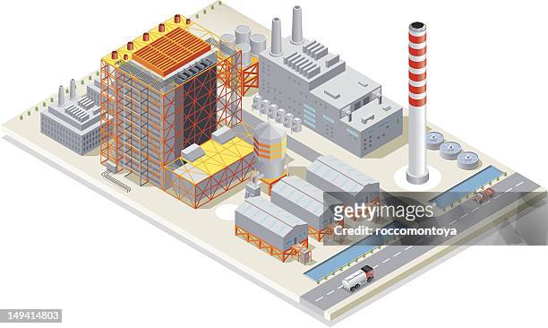 isometric, power station - fabrik stock-grafiken, -clipart, -cartoons und -symbole
