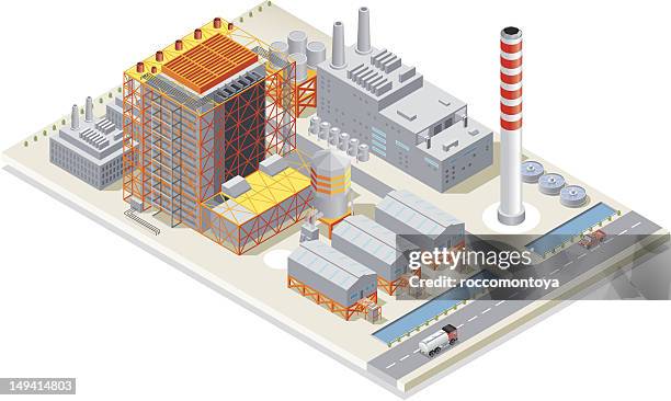 isometric, power station - power plant stock illustrations