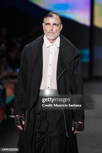 Reynaldo Gianecchini model and actor walks the runway at Lino Villaventura fashion show during Sao Paulo Fashion Week N55 SPFW Fall/Winter 2024 at...