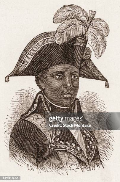 Wood engraving of Haitian military commander General Toussaint Louverture , late 18th or early 19th century. He was the leader of the successful...