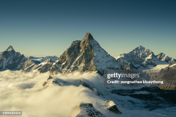 matterhorn mountain winter view - valais canton ストックフォトと画像