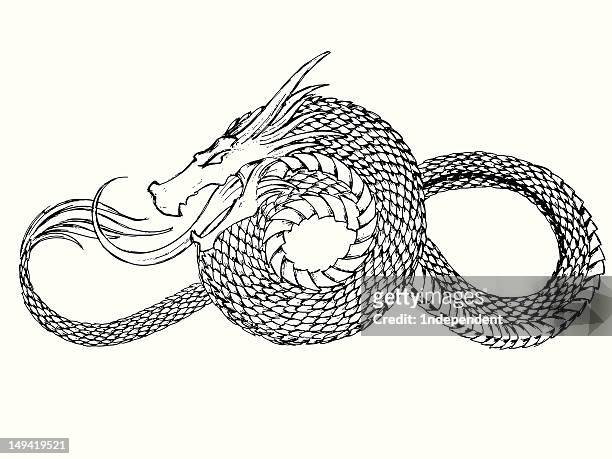 dragon tattoo - animal scale stock illustrations