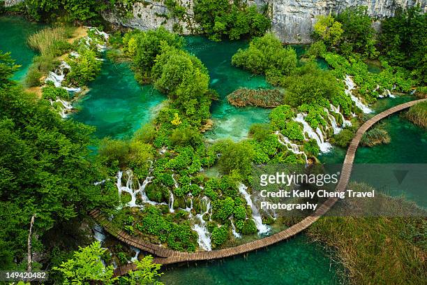 caves and waterfalls - plitvice lakes national park stock pictures, royalty-free photos & images