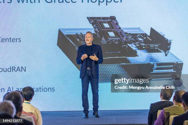 Arm CEO, Rene Haas, delivers a keynote speech at Computex Taipei on May 29, 2023 in Taipei, Taiwan. The annual Computex Taipei is one of the largest...