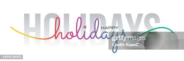 happy holidays lettering vector stock illustration. handwriting hello lettering vector illustration. - happy holidays around the world stock illustrations
