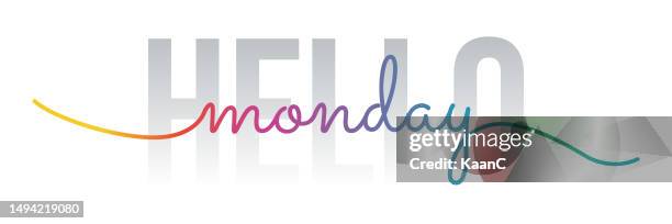 Hello Monday Lettering Vector Stock Illustration Handwriting Hello ...