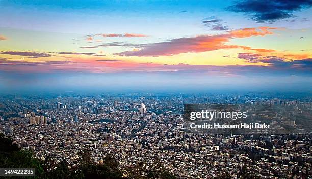 aerial view of syria - damaskus stock-fotos und bilder