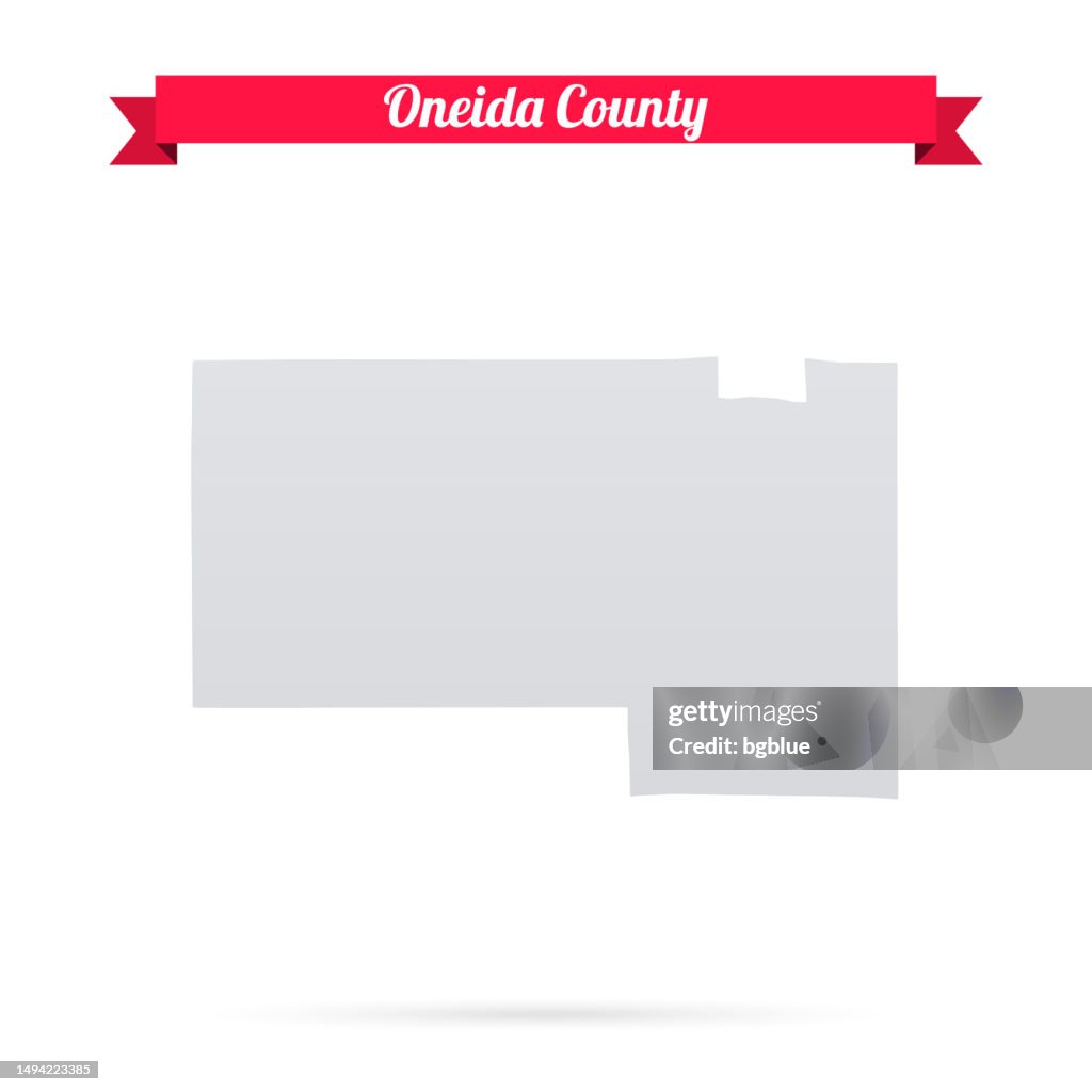Oneida County, Wisconsin. Map on white background with red banner
