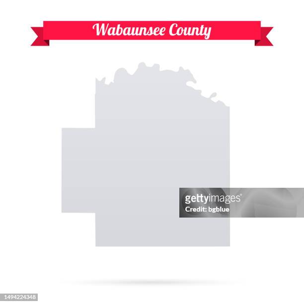 wabaunsee county, kansas. map on white background with red banner - alma stock illustrations