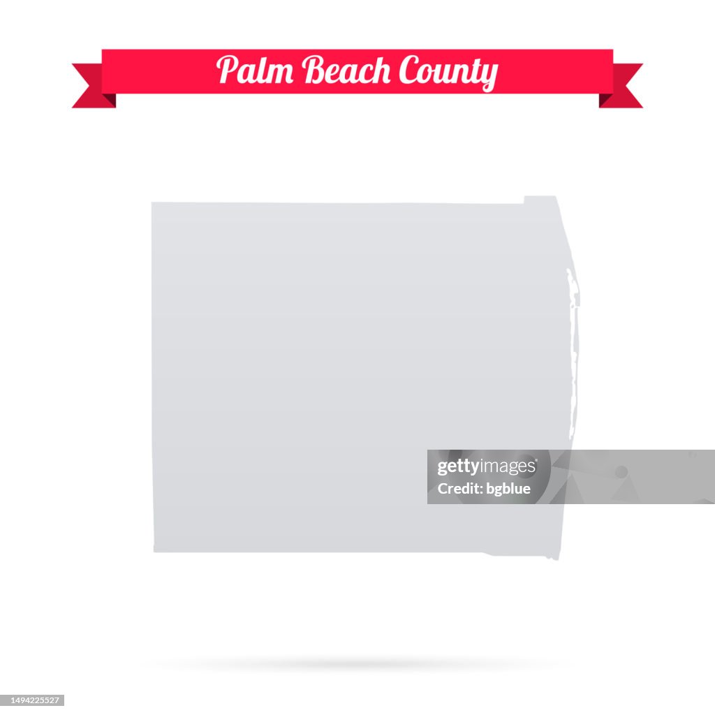 Palm Beach County, Florida. Map on white background with red banner