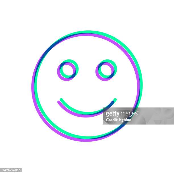 ilustrações de stock, clip art, desenhos animados e ícones de smile - happy face emoji. icon with two color overlay on white background - smile