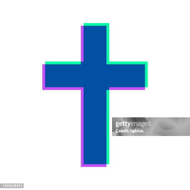religion cross. icon with two color overlay on white background - crucifix shape stock illustrations