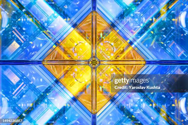 cgi  glass pattern yellow and  blue background - stock photo - freshness guard stock pictures, royalty-free photos & images