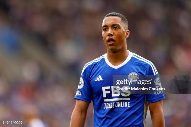 Youri Tielemans of Leicester City looks on during the Premier League match between Leicester City and West Ham United at The King Power Stadium on...