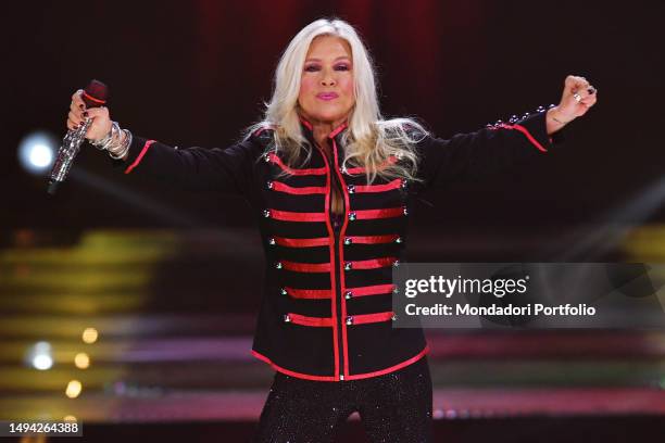 British singer Samantha Fox during the broadcast The best years. Rome , May 28th, 2023