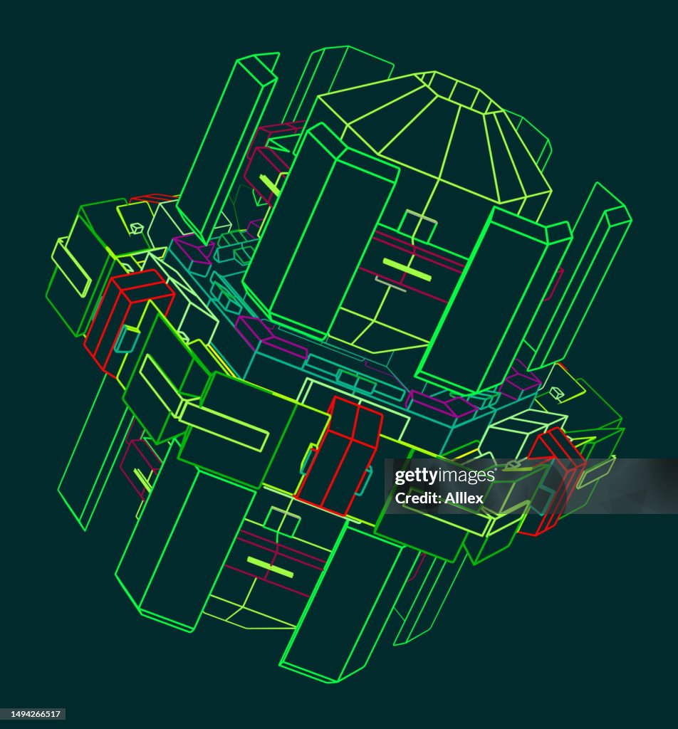 Line Wired Graph Shape Frame Illustration High-Res Vector Graphic ...