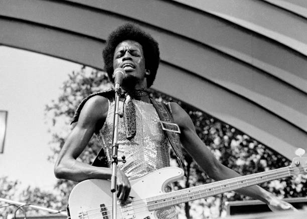 Musician/Singer/Songwriter Verdine White performs with Earth, Wind & Fire during California Jam at Ontario Motor Speedway in Ontario, CA 1974.