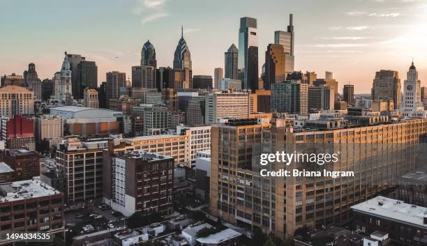 aerial view of philadelphia - pennsylvania skyline stock pictures, royalty-free photos & images