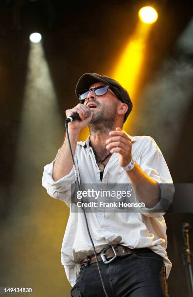 Singer Jana Plewka of the band Selig performs live during a concert at the Greenday Festival on July 27, 2012 in Paaren Glien, Germany.