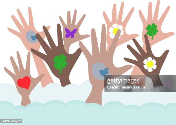 hopeful helping hands - childrens rights stock illustrations
