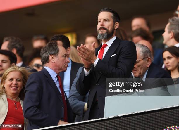 Arsenal Director Josh Kroenke claps the players after the Premier League match between Arsenal FC and Wolverhampton Wanderers at Emirates Stadium on...