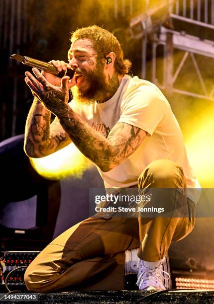 Post Malone performs on Day 1 of BottleRock Napa Valley Music Festival at Napa Valley Expo on May 26, 2023 in Napa, California.